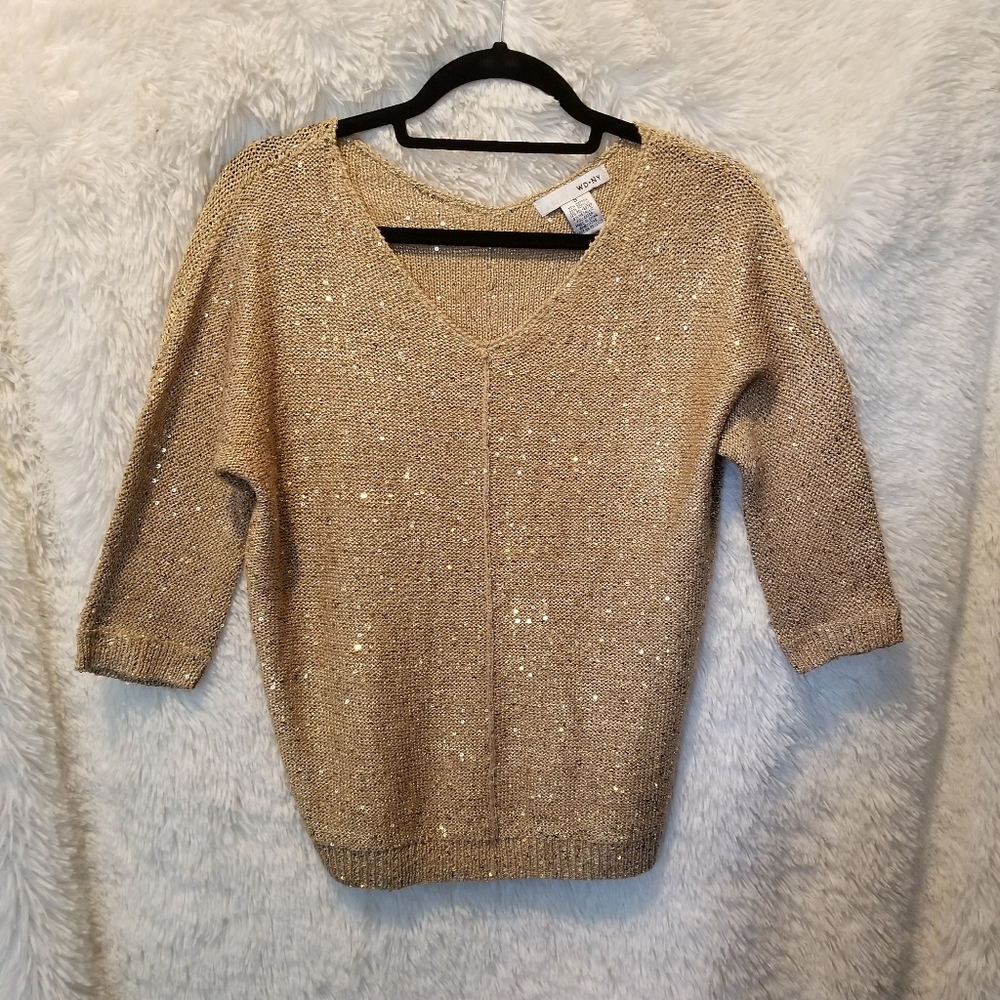 WD•NY Gold Sequin Sweater